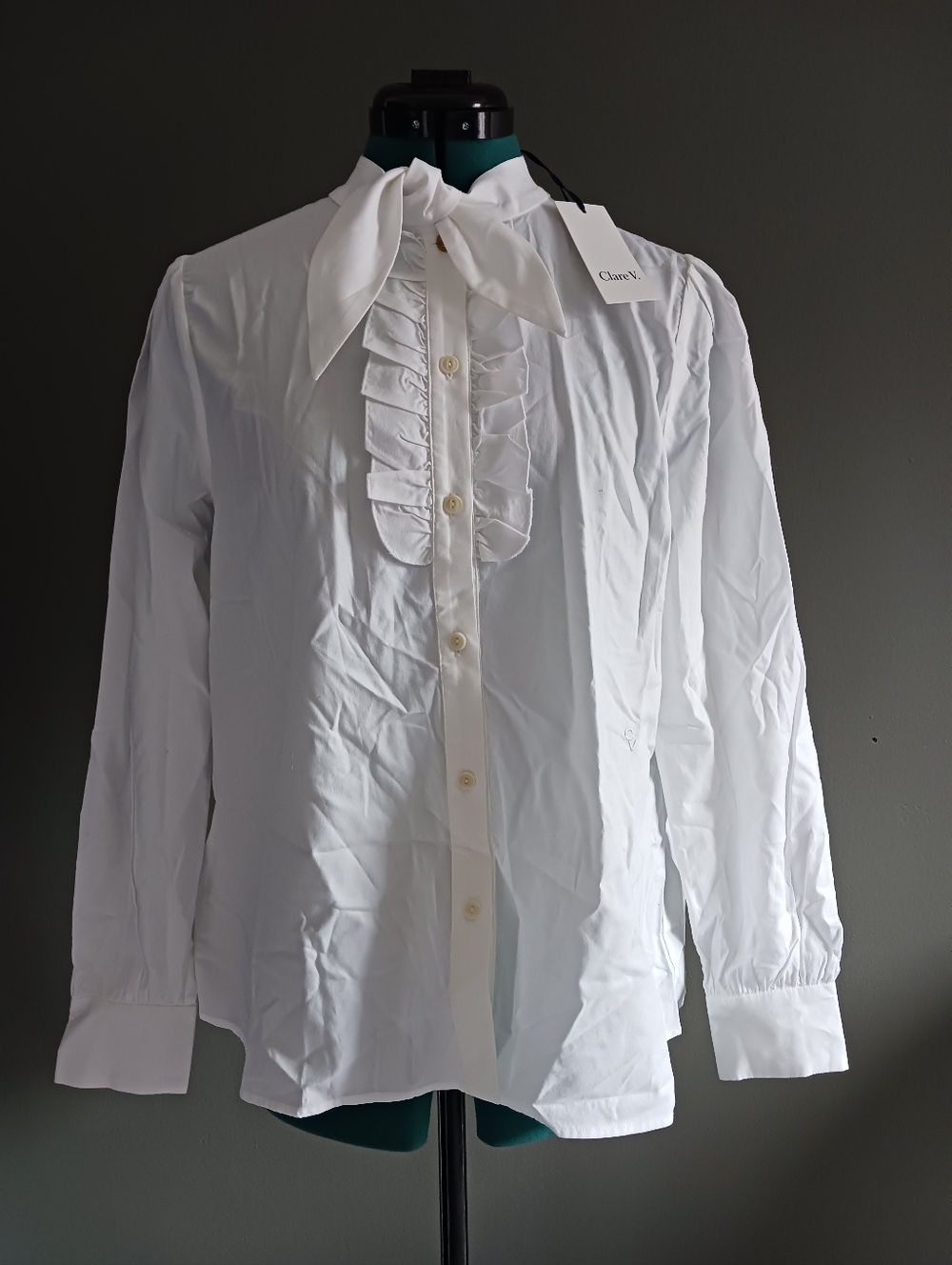 NWT Clare V Pia White Cotton Blouse Size XS